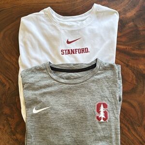 Stanford gear! Two size M Nike DRI-FIT shirts (gray short, white long sleeve)